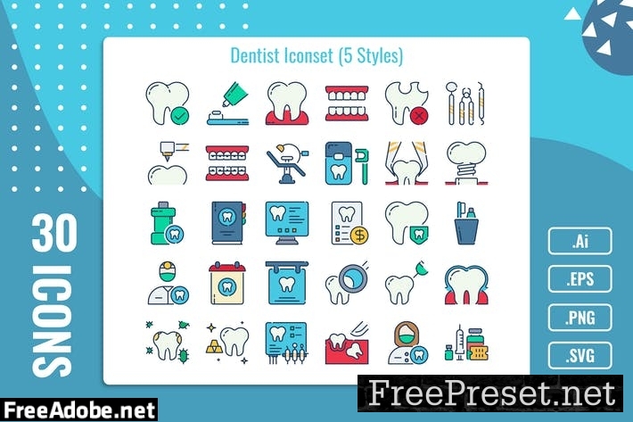 30 Iconset Dentist with 5 styles variant GC3B85B