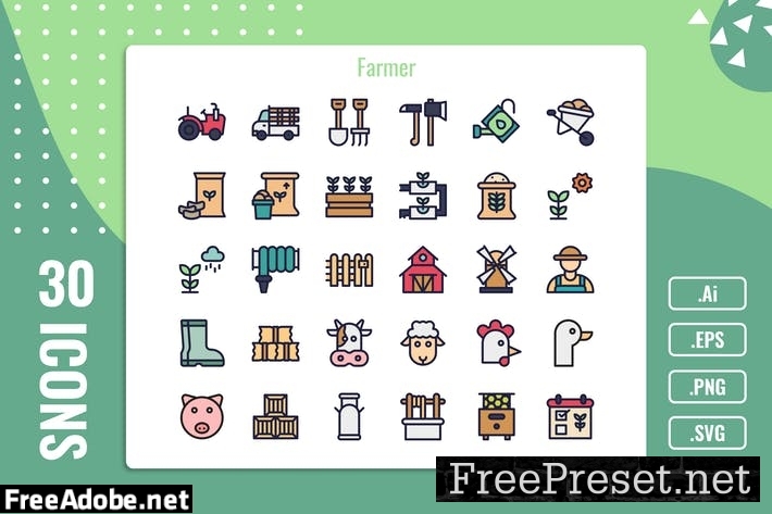 30 Iconset for Farm with 5 styles 8URAPCR