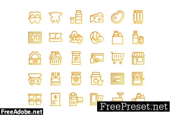 30 Iconset for Groceries with 5 styles D2MH864