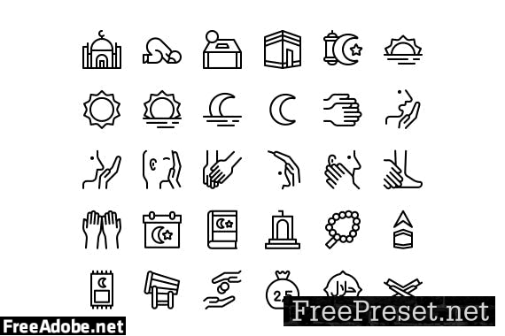 30 Iconset Islamic with 5 styles variant GPDVH8V