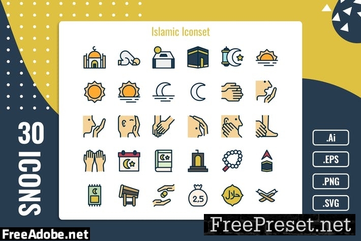 30 Iconset Islamic with 5 styles variant GPDVH8V