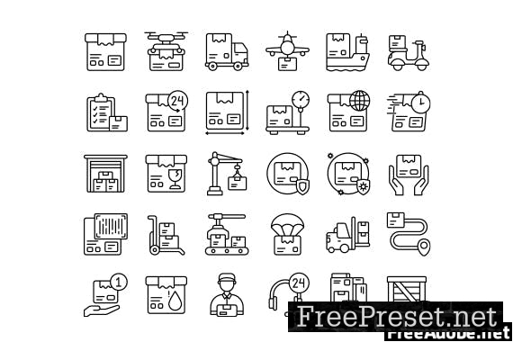 30 Iconset Logistics with 5 styles variant WPZ6JWQ