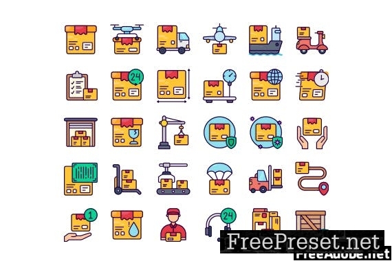 30 Iconset Logistics with 5 styles variant WPZ6JWQ