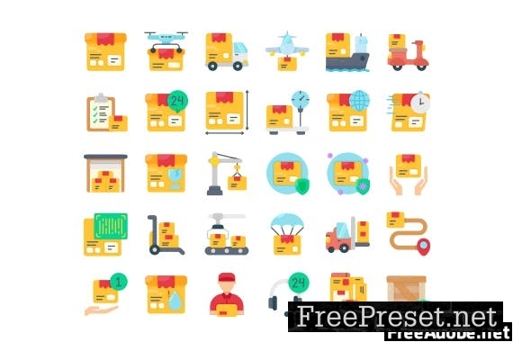 30 Iconset Logistics with 5 styles variant WPZ6JWQ