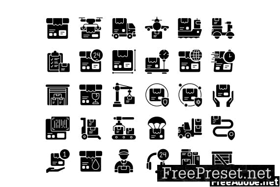 30 Iconset Logistics with 5 styles variant WPZ6JWQ