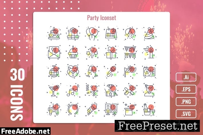 30 Iconset Party with 5 styles variant HUPF3N2