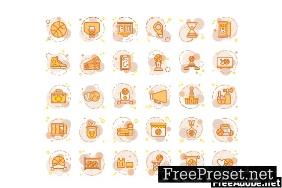 30 Outline Iconset Basketball with 3 styles