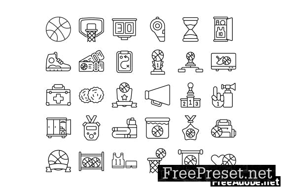 30 Outline Iconset Basketball with 3 styles