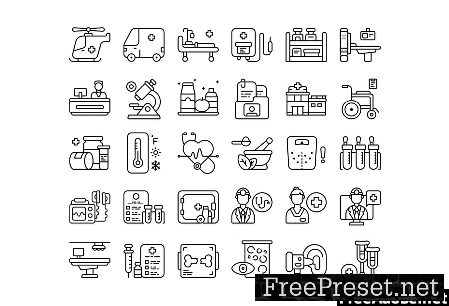 30 Outline Iconset Medical with 3 styles W72S326