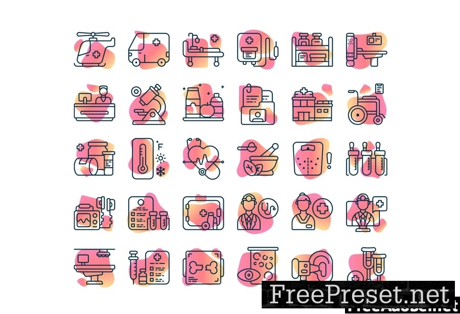 30 Outline Iconset Medical with 3 styles W72S326