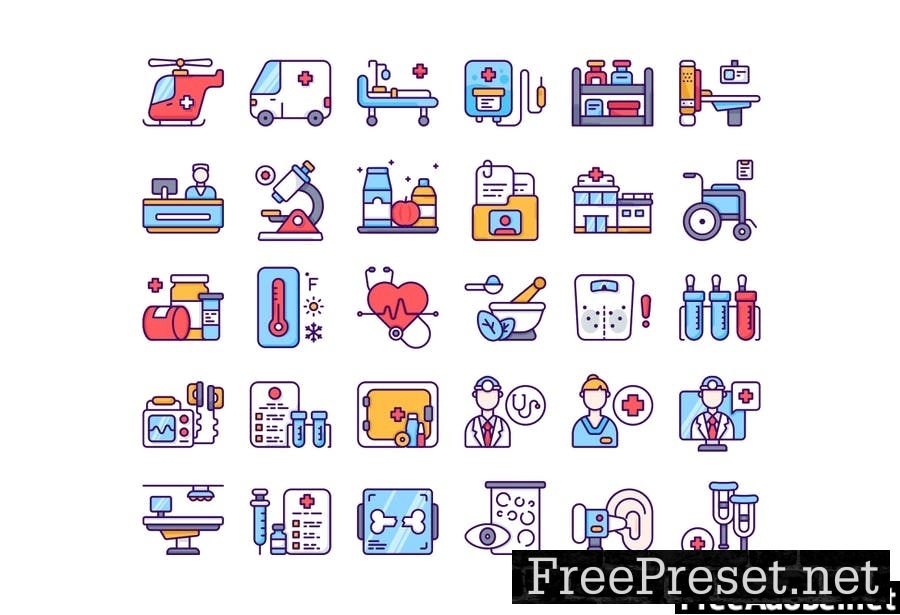 30 Outline Iconset Medical with 3 styles W72S326