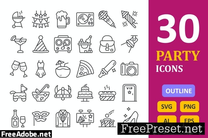 30 Party Icons - Line PB8STXE