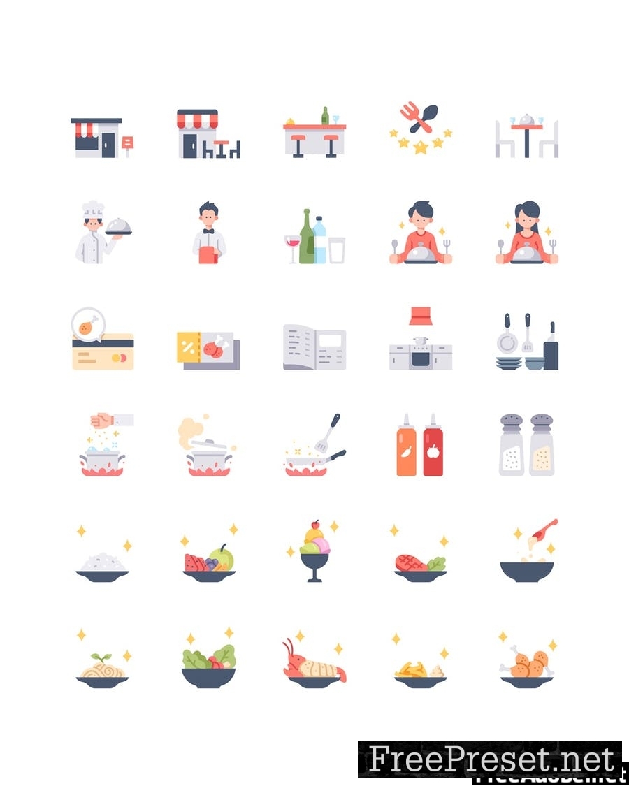 30 Restaurants icon set