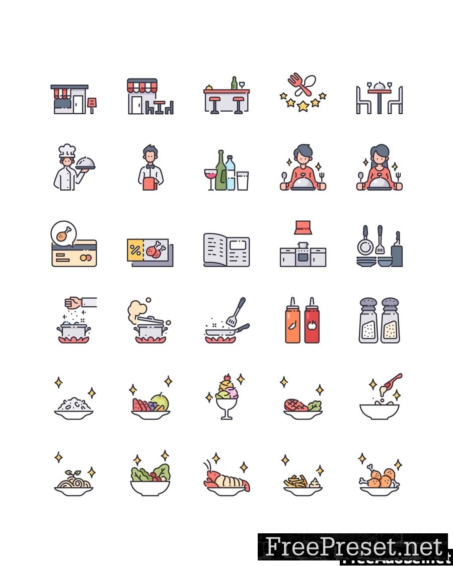 30 Restaurants icon set