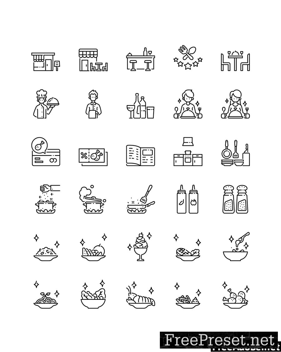 30 Restaurants icon set