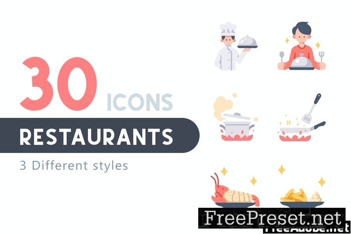 30 Restaurants icon set 4LJPKRY