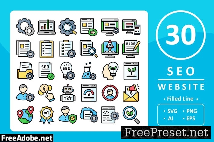 30 Seo & Website Icons - Filled Line RCHE5AM