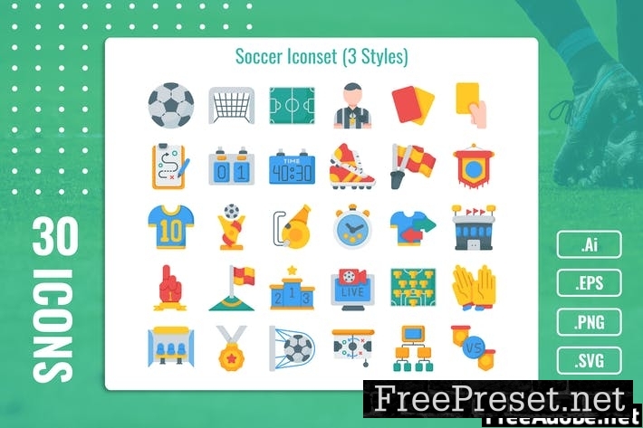 30 Solid Iconset Soccer With 3 Styles Variant WVHDHAT