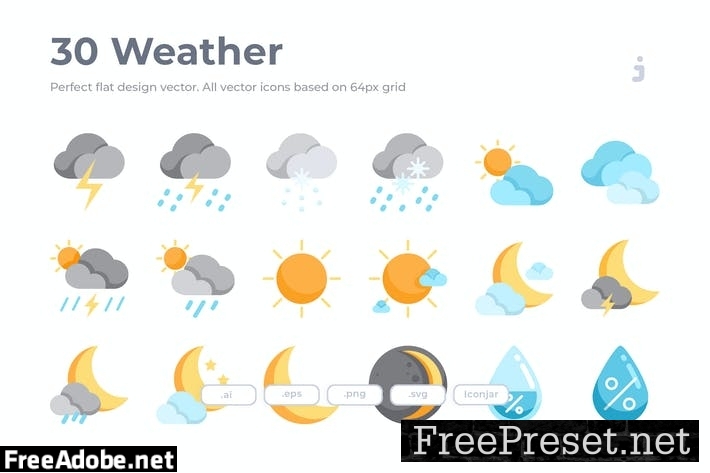 30 Weather Icons - Flat DUT7NRT