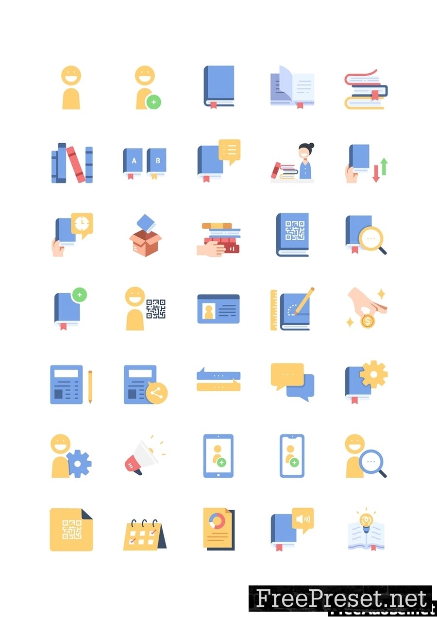 35 Borrow book icon set DY75MU7