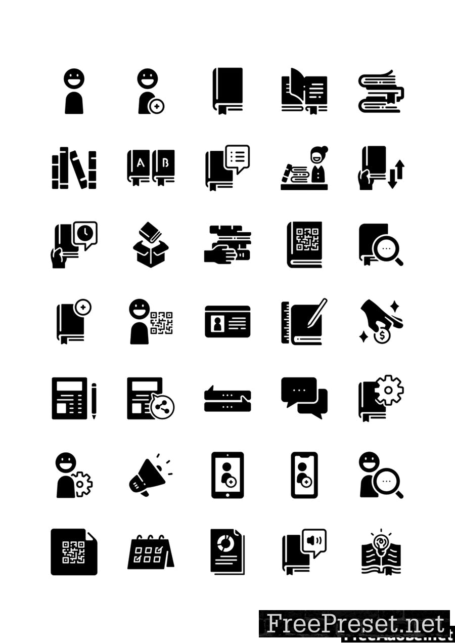 35 Borrow book icon set DY75MU7