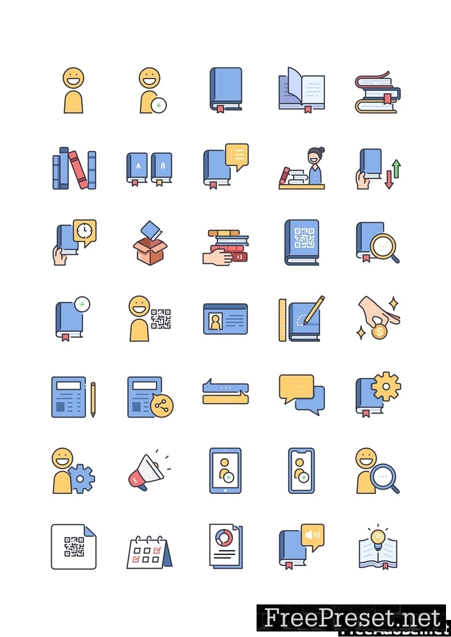 35 Borrow book icon set DY75MU7