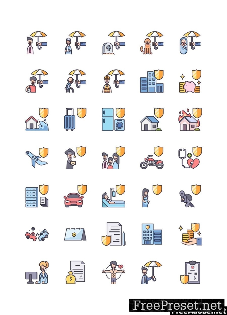 35 Insurance icon set