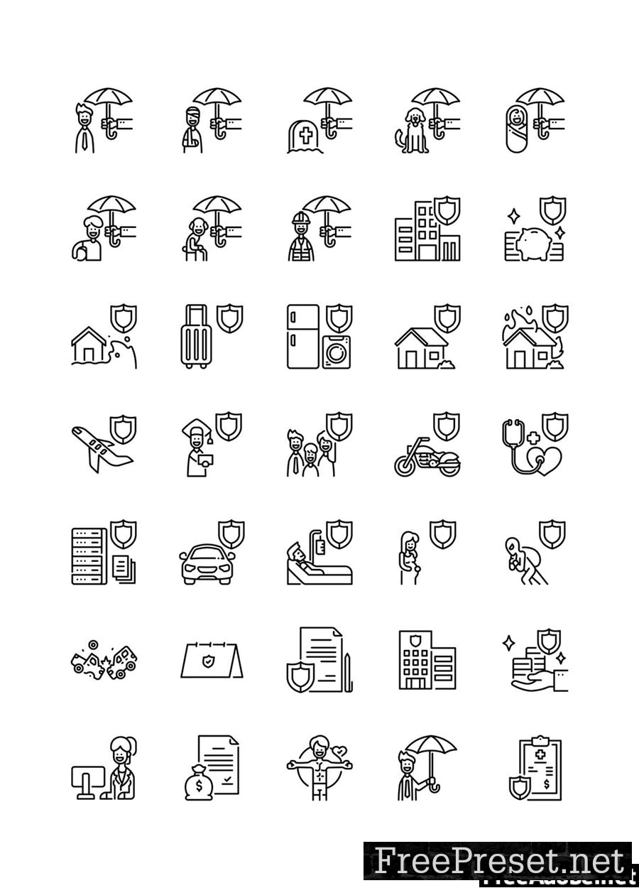 35 Insurance icon set