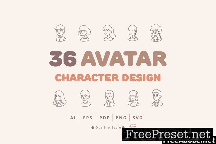 36 Avatar Character Design Outline Style KR6UHMT