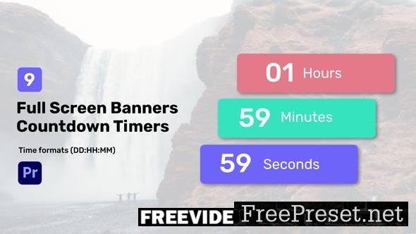Full Screen Banners Countdown Timers for Premiere Pro Video Template