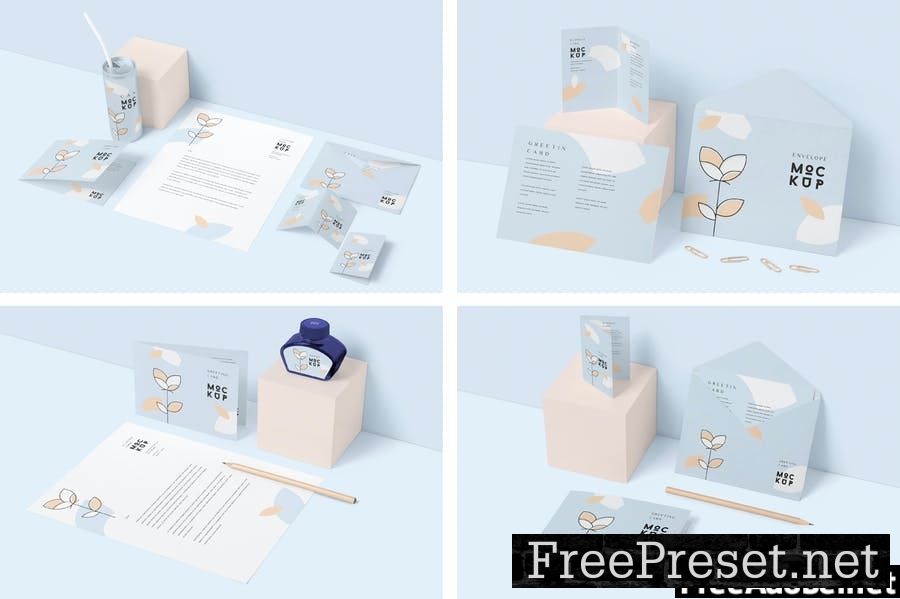 4 Stationery Mockup Scenes MLZN44H