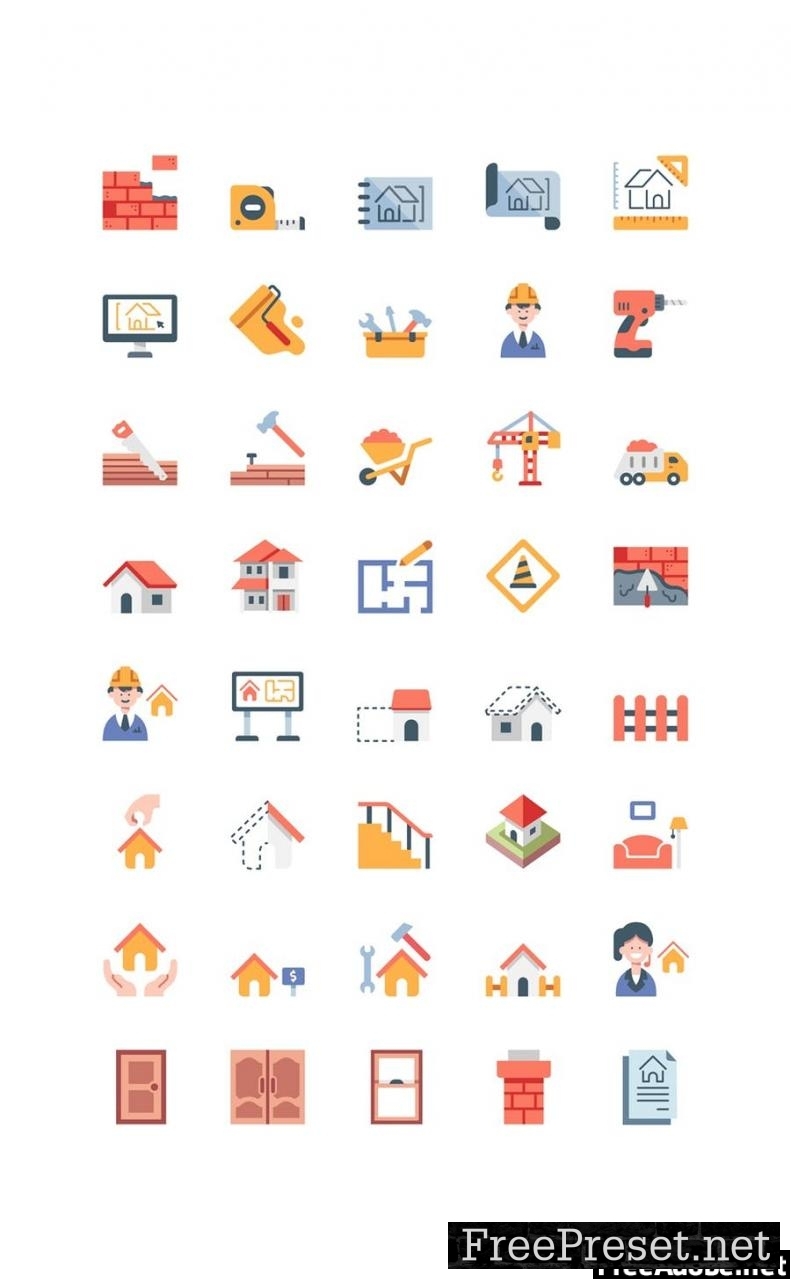 40 Build a house icon set