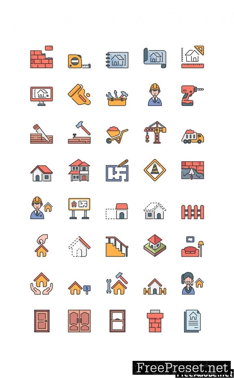 40 Build a house icon set