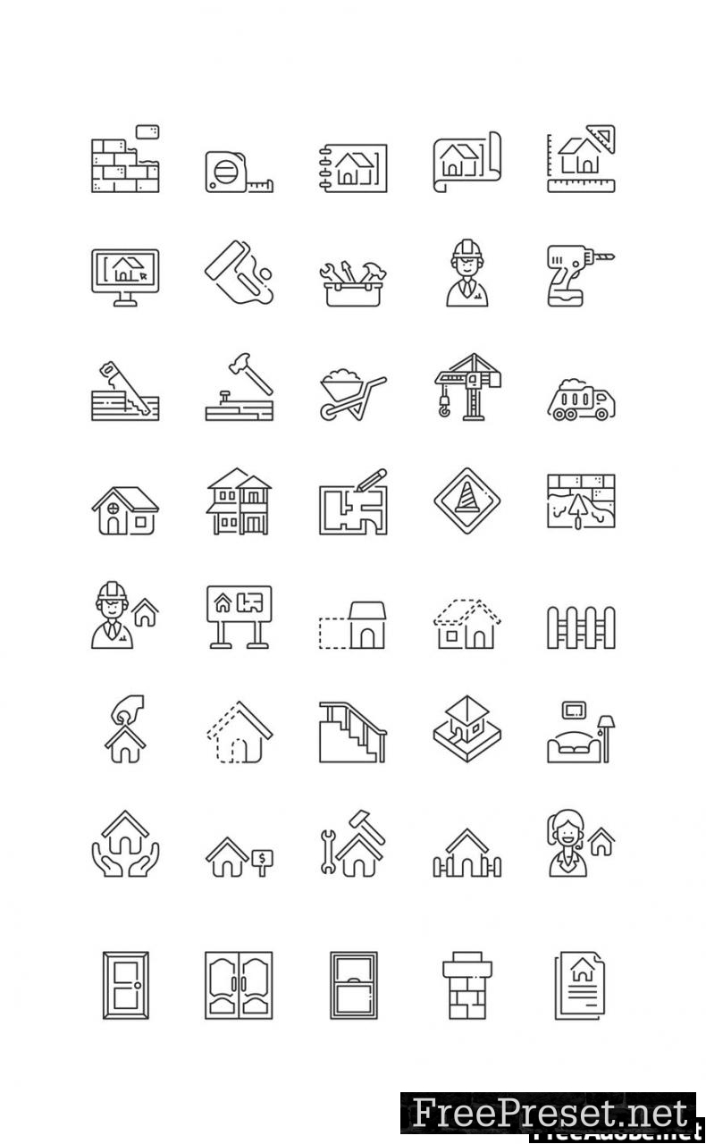 40 Build a house icon set