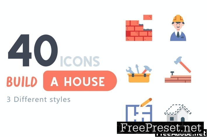 40 Build a house icon set EFFBV4H