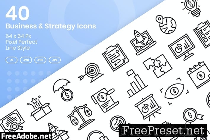 40 Business & Strategy Icons Set - Line M34KC5S