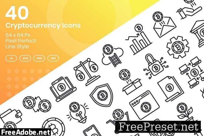 40 Cryptocurrency Icons Set - Line 4WAPH6Z