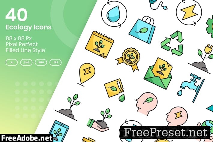 40 Ecology Icons Set - Filled Line 85WTP3H