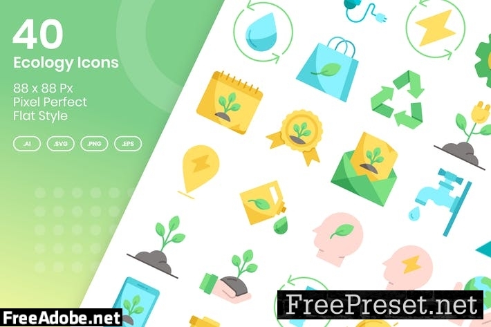 40 Ecology Icons Set - Flat APQNBVW