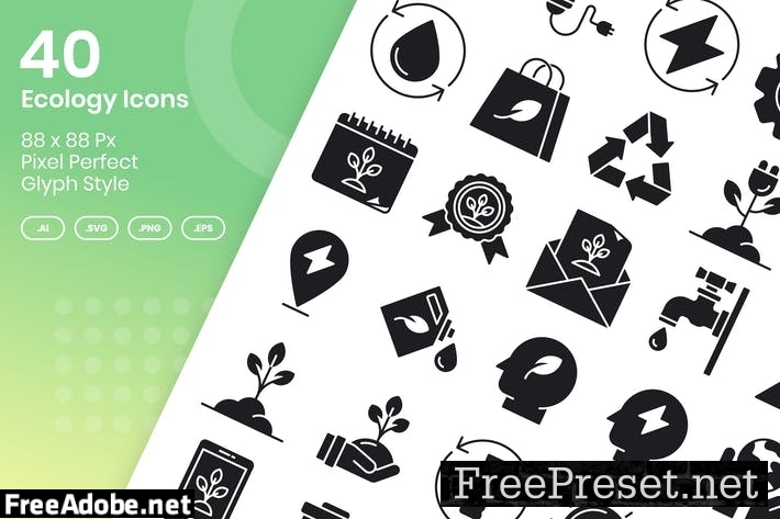 40 Ecology Icons Set - Glyph 6AU849J