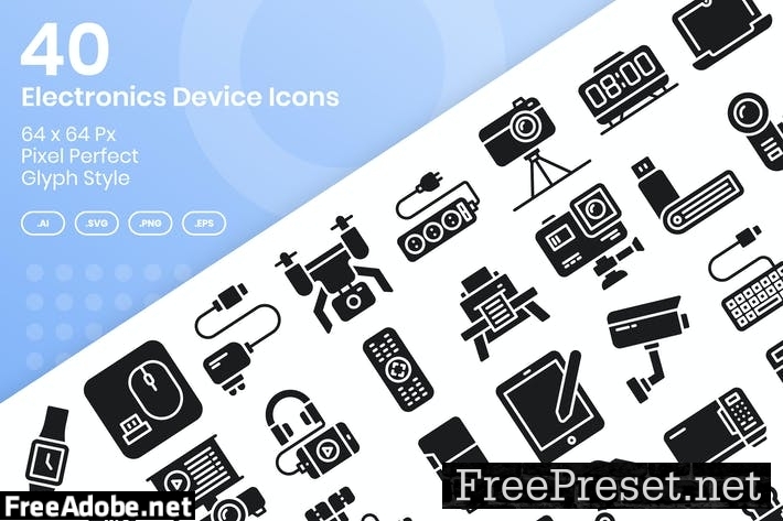 40 Electronics Device Icons Set - Glyph VFUKUK4