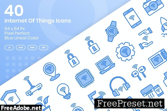 40 Internet Of Things Icons - Blue Lineal Color FJPFGZZ