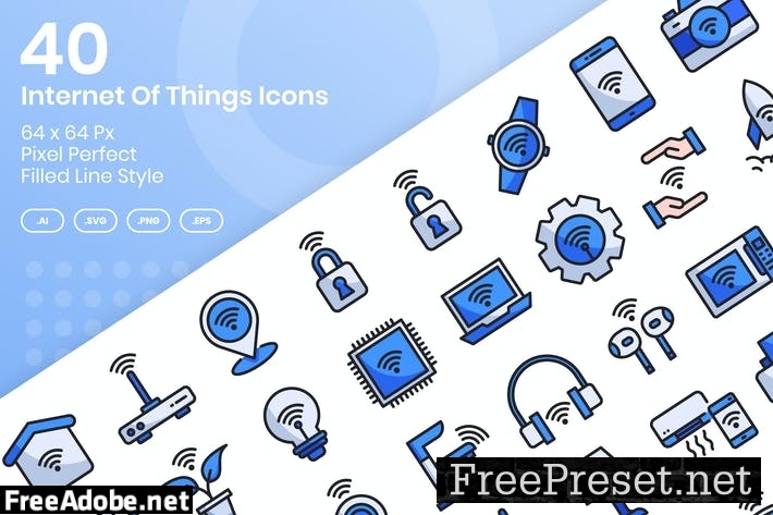 40 Internet Of Things Icons Set - Filled Line Y8G6M7P