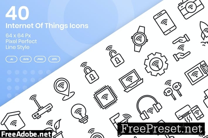 40 Internet Of Things Icons Set - Line EH4HQ47