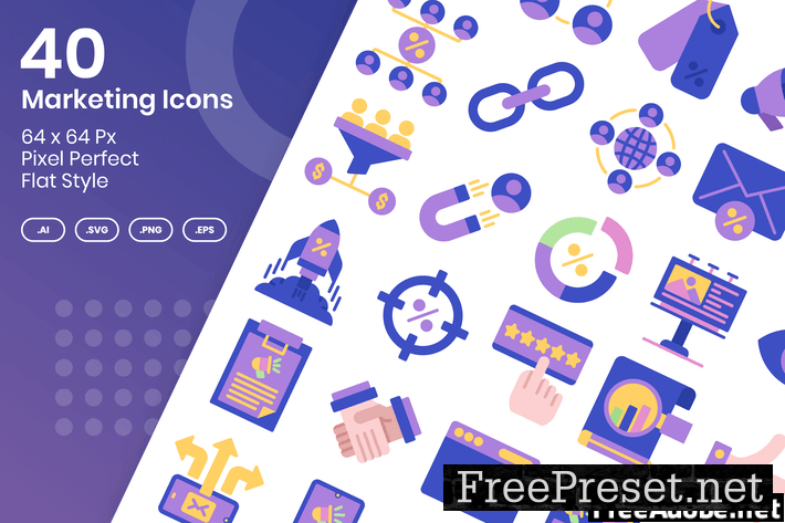 40 Marketing Icons Set - Flat Q3QP4G3