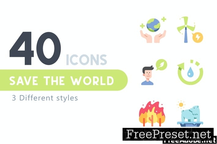 40 Save the world icon set XBHSPFN