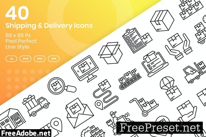 40 Shipping & Delivery Icons set - Line YCNTNAT