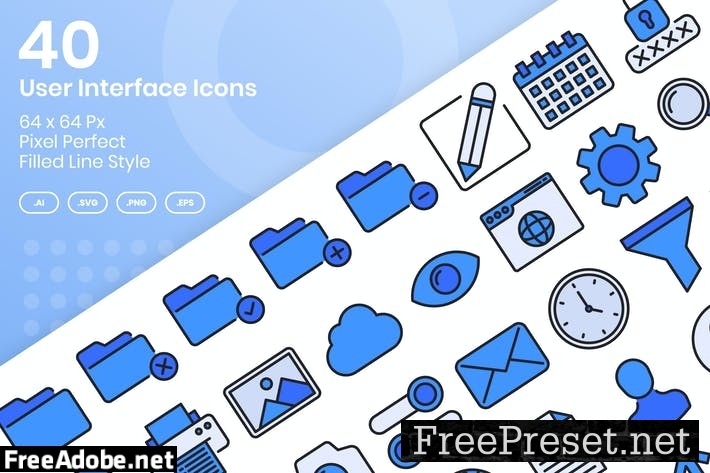 40 User Interface Icons Set - Filled Line J5K8X6Q