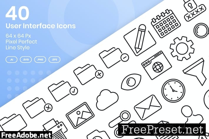 40 User Interface Icons Set - Line ZGDLXB3