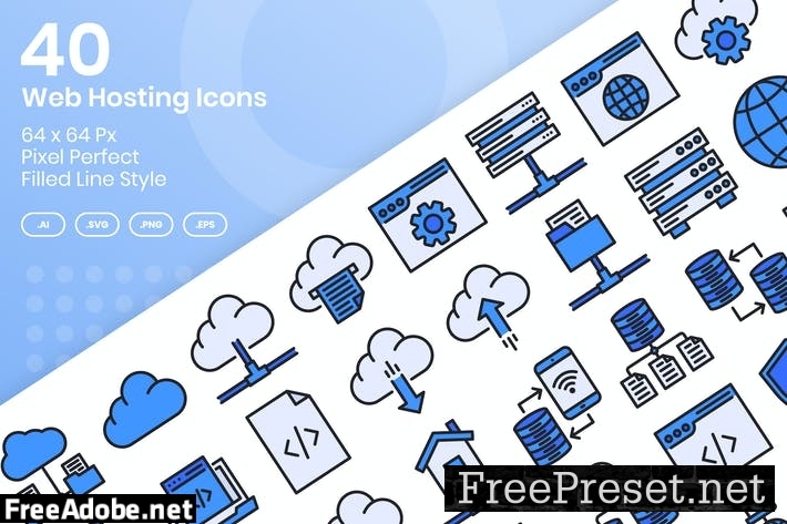 40 Web Hosting Icons Set - Filled Line 6GCRTCA